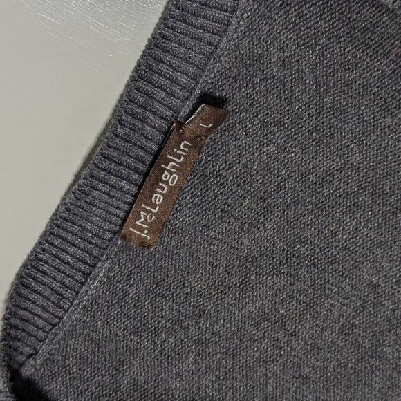 J. McLaughlin Gray V Neck Sweater Mens Large Knit Preppy Corpcore Workwear Corp - Picture 3 of 4